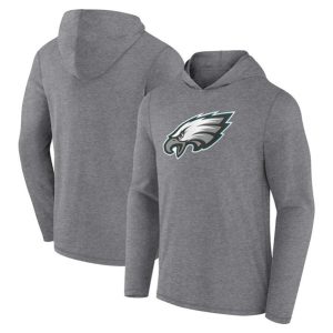 Philadelphia Eagles Heather Gray Primary Logo Long Sleeve Hoodie