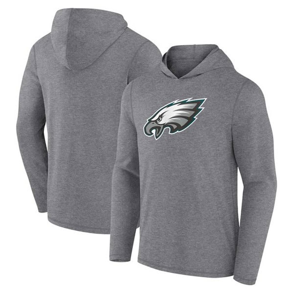Philadelphia Eagles Heather Gray Primary Logo Long Sleeve Hoodie