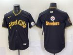 Pittsburgh Steelers Team Big Logo Black 412 Patch Vapor Premier Limited Stitched Jersey