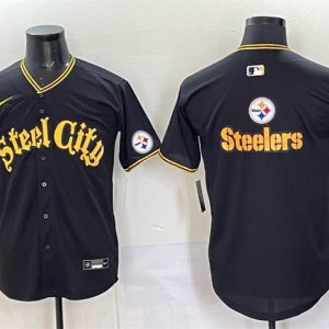 Pittsburgh Steelers Team Big Logo Black 412 Patch Vapor Premier Limited Stitched Jersey