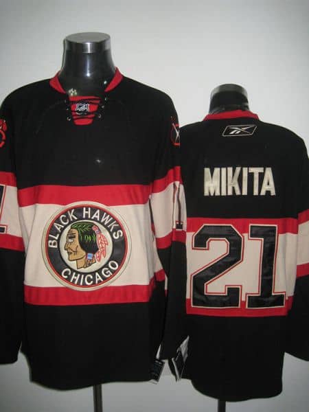 Blackhawks #21 Stan Mikita Stitched Black New Third Jersey