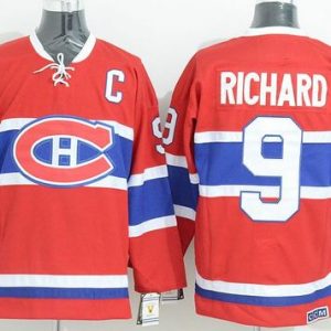 Canadiens #9 Maurice Richard Red CCM Throwback Stitched Jersey