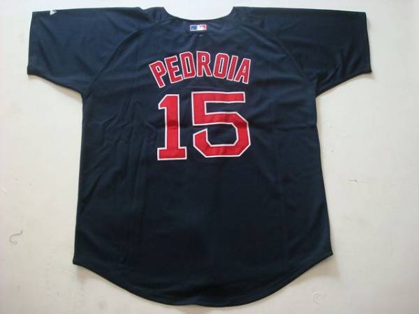 Red Sox #15 Dustin Pedroia Stitched Dark Blue Jersey