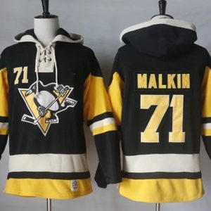 Penguins #71 Evgeni Malkin Black Alternate Sawyer Hooded Sweatshirt Stitched Jersey