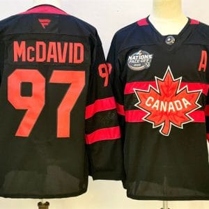 Canada #97 Connor McDavid Black 2025 4 Nations Face-Off Premium With A Patch Stitched Jersey