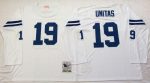 Mitchell And Ness Colts #19 Johnny Unitas White Throwback Stitched Jersey