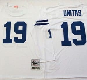 Mitchell And Ness Colts #19 Johnny Unitas White Throwback Stitched Jersey