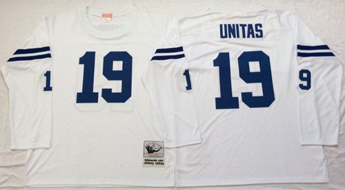 Mitchell And Ness Colts #19 Johnny Unitas White Throwback Stitched Jersey