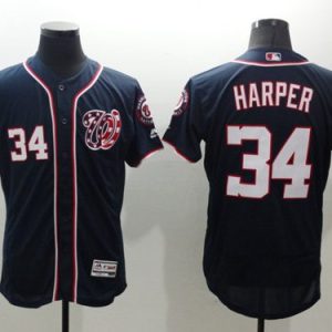 Nationals #34 Bryce Harper Navy Blue Flexbase Authentic Collection Stitched Jersey