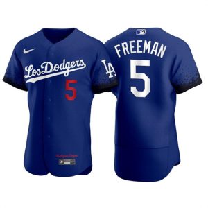 Los Angeles Dodgers #5 Freddie Freeman Royal City Connect Flex Base Stitched Jersey