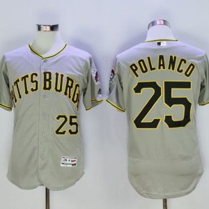 Pirates #25 Gregory Polanco Grey Flexbase Authentic Collection Stitched Jersey