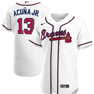 Atlanta Braves #13 Ronald Acuna Jr. White Flex Base Stitched Baseball Jersey