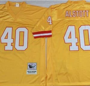 Mitchell And Ness Buccaneers #40 Mike Alstott Gold Throwback Stitched Jersey