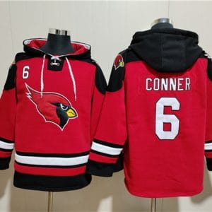 Arizona Cardinals #6 James Conner Red Ageless Must-Have Lace-Up Pullover Hoodie