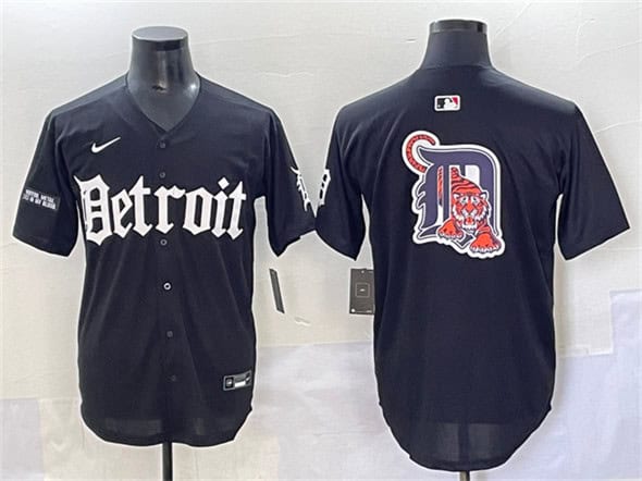 Detroit Tigers Team Big Logo Black 'Motor Gothic Edition' Vapor Premier Limited Stitched Jersey