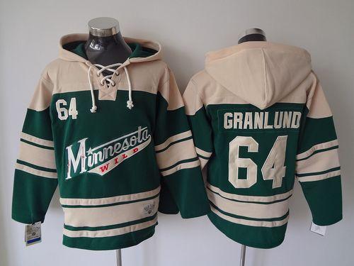 Wild #64 Mikael Granlund Green Sawyer Hooded Sweatshirt Stitched Jersey