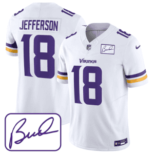 Minnesota Vikings #18 Justin Jefferson White 2023 F.U.S.E. Bud Grant Patch Limited Stitched Jersey