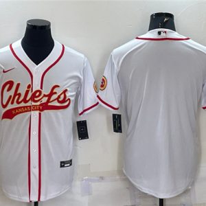 Kansas City Chiefs Blank White With Patch Cool Base Stitched Baseball Jersey