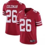San Francisco 49ers #26 Tevin Coleman Red Vapor Untouchable Limited Stitched Jersey