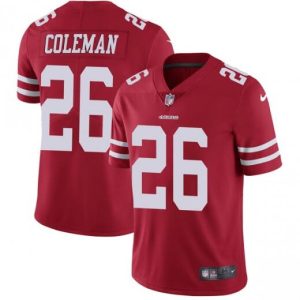 San Francisco 49ers #26 Tevin Coleman Red Vapor Untouchable Limited Stitched Jersey
