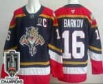 Florida Panthers #16 Aleksander Barkov Navy 2025 Stanley Cup Champions Authentic Jersey