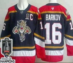 Florida Panthers #16 Aleksander Barkov Navy 2025 Stanley Cup Champions Authentic Jersey