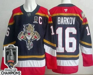 Florida Panthers #16 Aleksander Barkov Navy 2025 Stanley Cup Champions Authentic Jersey