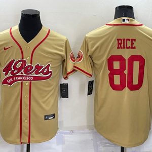 San Francisco 49ers #80 Jerry Rice Gold Cool Base Stitched Baseball Jersey