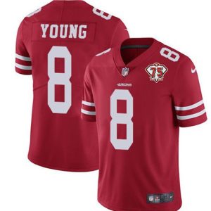 San Francisco 49ers #8 Steve Young Red 2021 75th Anniversary Vapor Untouchable Limited Stitched Jersey