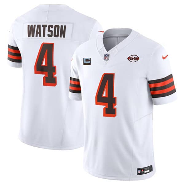 Cleveland Browns #4 Deshaun Watson White 2024 F.U.S.E. With 2-Star C Patch 1946 Collection Vapor Limited Stitched Jersey