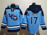 Tennessee Titans #17 Ryan Tannehill Blue Lace-Up Pullover Hoodie