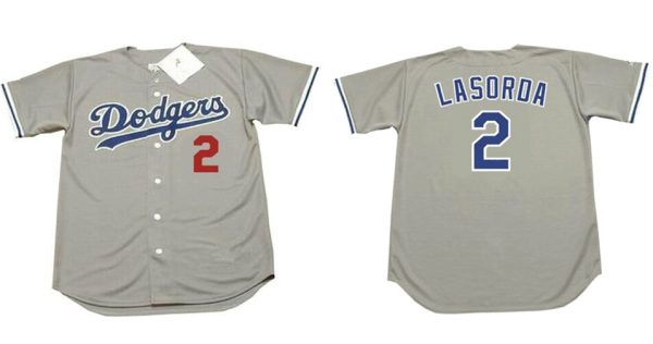 Los Angeles Dodgers #2 Tommy Lasorda Grey Stitched Jersey