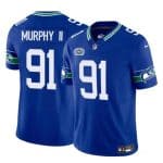 Seattle Seahawks #91 Byron Murphy II Royal 2024 With Dradt Patch F.U.S.E Throwback Vapor Limited Stitched Jersey
