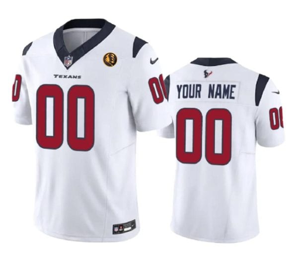 Houston Texans Custom White 2023 F.U.S.E. With John Madden Patch Vapor Limited Stitched Jersey
