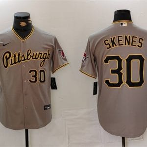 Pittsburgh Pirates #30 Paul Skenes Gray With Patch Stitched Jersey