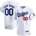 Los Angeles Dodgers Custom White Home Stitched Jersey