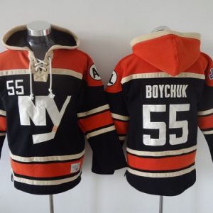 Islanders #55 Johnny Boychuk Dark Blue Sawyer Hooded Sweatshirt Stitched Jersey