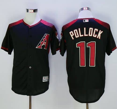Diamondbacks #11 A. J. Pollock Black Brick New Cool Base Stitched Jersey