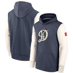 Los Angeles Dodgers Navy 2024 City Connect Practice Performance Pullover Hoodie