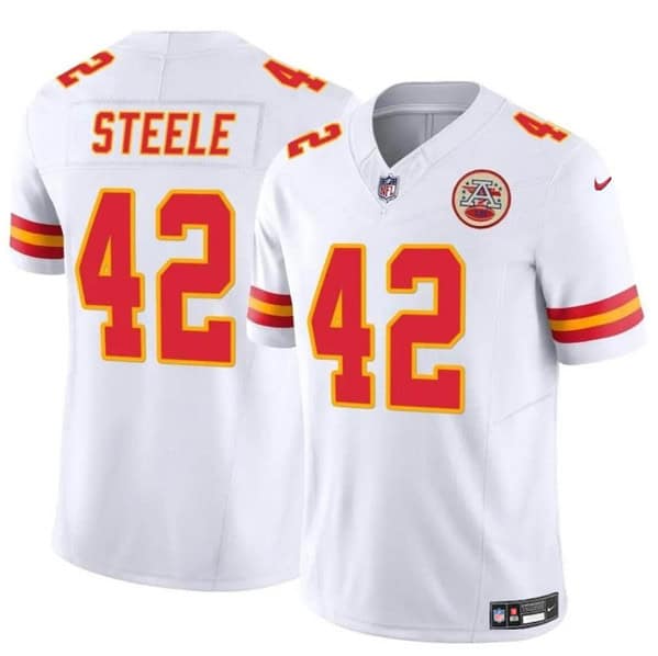 Kansas City Chiefs #42 Carson Steele White 2023 F.U.S.E. Vapor Untouchable Limited Stitched Jersey