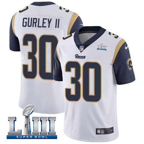 Los Angeles Rams #30 Todd Gurley II White Super Bowl LIII Bound Vapor Untouchable Limited Stitched Jersey