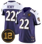 Baltimore Ravens #22 Derrick Henry Purple Alternate 2025 F.U.S.E Jacoby Jones Patch Vapor Limited Jersey