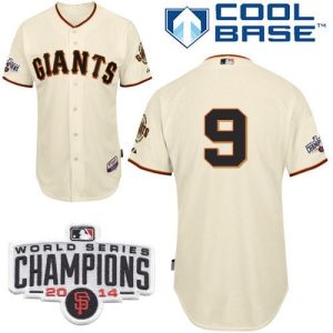 Giants #9 Brandon Belt Cream Cool Base W 2014 World Series Champions Patch Stitched Jersey