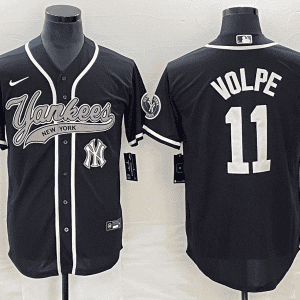 New York Yankees #11 Anthony Volpe Black With Patch Cool Base Stitched Jersey