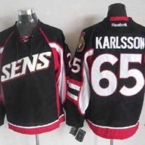 Senators #65 Erik Karlsson Black Throwback Stitched Jersey