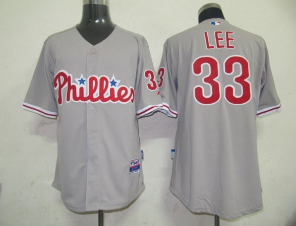 Phillies #33 Cliff Lee Grey Stitched Jersey