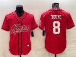 San Francisco 49ers #8 Steve Young Red With Patch Cool Base Stitched Jersey