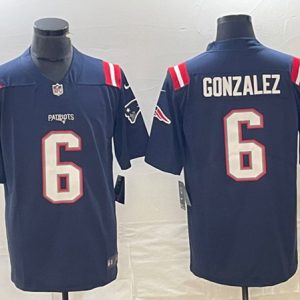 New England Patriots #6 Christian Gonzalez Navy Vapor Untouchable Limited Stitched Jersey