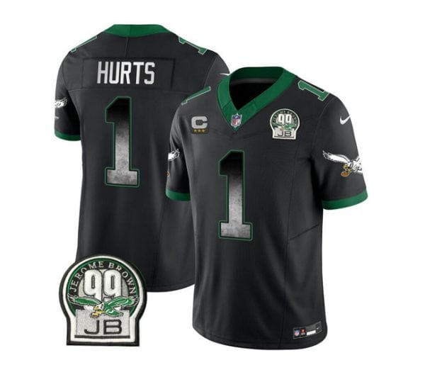 Philadelphia Eagles #1 Jalen Hurts Black 2023 F.U.S.E. With 3-Star C Patch Throwback Vapor Untouchable Limited Stitched Jersey
