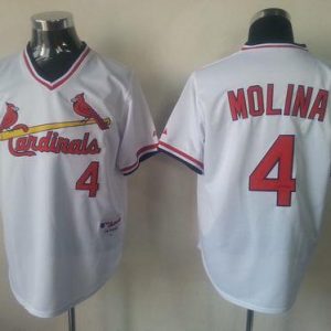 Cardinals #4 Yadier Molina White 1982 Turn Back The Clock Stitched Jersey
